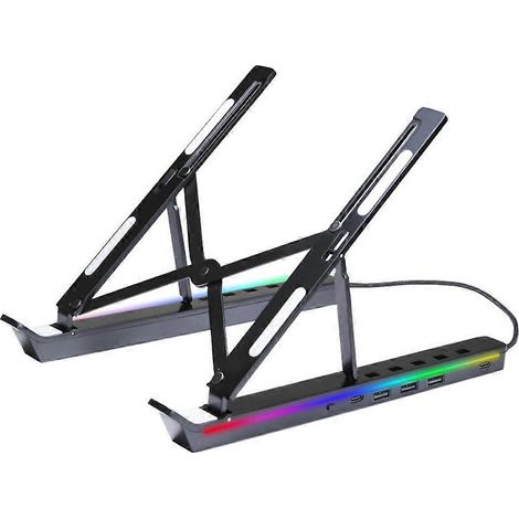 Support pliable 4 en 1 pour ordinateur portable avec port USB RGB et base en alliage d'aluminium (1/5)