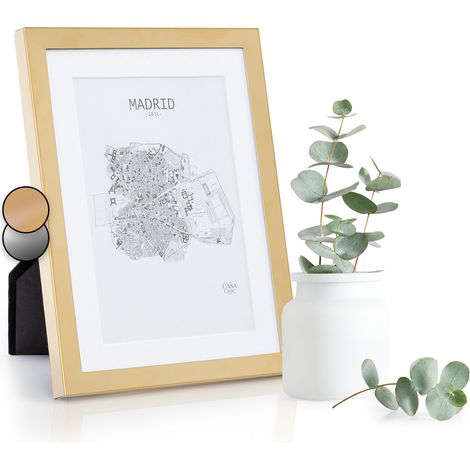Casa Chic Bilderrahmen 17x12cm, Bilderrahmen für Kinderzeichnungen, Urkunden & Fotos, Metall-Bilderrahmen mit Echtglas, Fotorahmen im Hoch- oder Querformat für Zuhause & Büro, Rahmen mit Passepartout