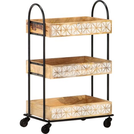 289093 3-Tier Kitchen Trolley 46x30x76 cm Solid Mango Wood vidaXL (1/6)