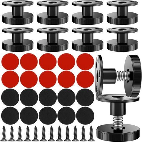10 Pieces Adjustable Furniture Feet, Adjustable Furniture Feet, Adjustable Feet with Anti-Slip Pad and Mounting Accessories, Furniture Feet for Cabinet, Bed Leg, Table Leg (Black) (1/4)