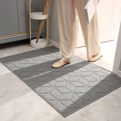 Tapis de cuisine (60 cm x 90 cm) - Antidérapant et lavable - Absorbant, utilisable comme tapis d'évier ou d'entrée - Noir (1/5)