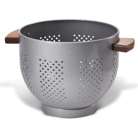 Passoire Cuisine Avec Manche en Bois et Base Stable, 29 x 22 x 18 cm, Poudre Sûr Alimentaire Enduite, Grande Passoire Métal pour Pâtes, Légumes et Fruits (marteau gris) (1/5)