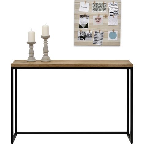 Consola Recibidor iCub Big Wood 100x30x80cm Negro en madera maciza de pino acabado vintage estilo industrial Box Furniture (1/5)