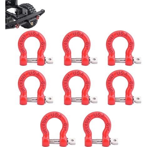 Boucle de remorque de Voiture RC 8 pièces, Manille de remorquage en métal loquet de Verrouillage de Sauvetage avec vis Accessoires de treuil RC légers pour la décoration de Voiture RC (1/5)