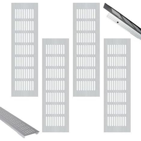 4 Pièces Grille Aeration Rectangulaire, Grille de Ventilation, Grille Ventilation Cheminée, Grille Aeration Aluminium, Grille Daération Extérieure, pour Meuble à Chaussures, Cuisine, Salon (1/4)