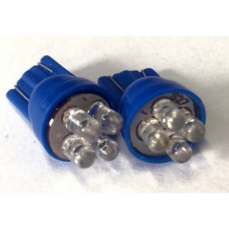 Coppia 2 Lampade Led T10 Con 4 Led F3 Colore Blue Blu 12V 0,2W