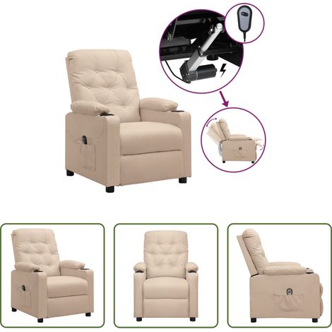 Fernsehsessel -  Relaxsessel Elektrisch Creme Stoff