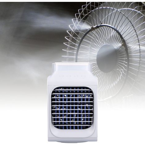 Tragbarer Ventilator mit 350 ml Fassungsvermögen, 90° oszillierendem Kopf, USB-Ladefunktion und Sprühfunktion. (1/5)