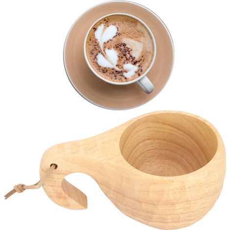 Finnischer Holzbecher 200 ml, Becher aus Gummibaumholz, nordischer Stil, mit Henkel, tragbarer Becher, Milch-/Kaffeebecher, Becher aus Schildpatt/Elefantenrüssel. (1/5)