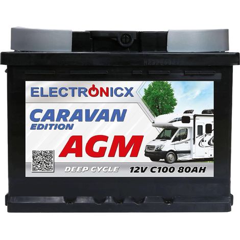 Electronicx Caravan Edition V2 Batterie AGM 80 AH 12V Wohnmobil Boot Versorgung… (1/5)