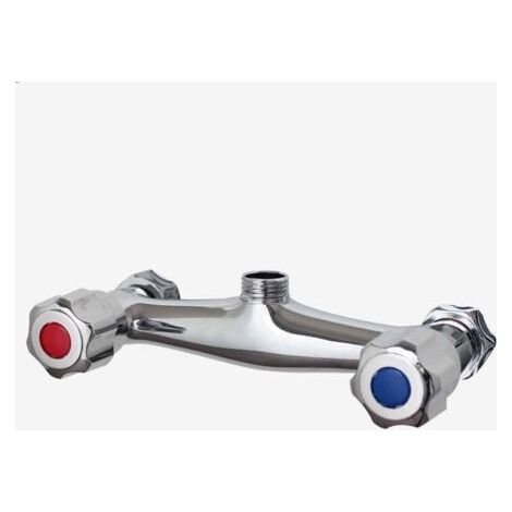 Mitigeur de douche mural, robinet double sortie en laiton chromé, mitigeur thermostatique pour barre de douche, robinet double commande (1/5)