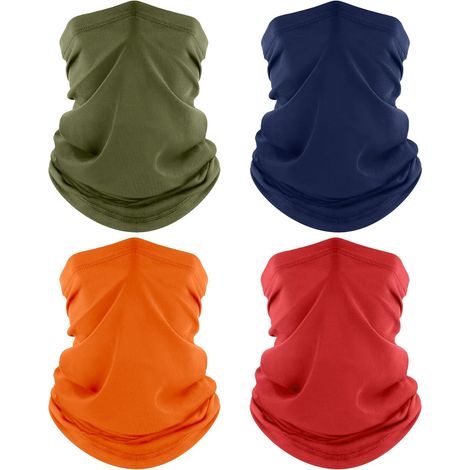 4 Pièces Cache-Cou, Tour de Cou Respirant Anti-UV Séchage Rapide, Bandana Multifonction pour Moto, Cyclisme, Homme et Femme (1/5)