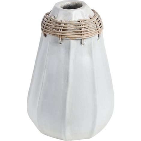 Jarrón de terracota blanco beige 30 cm natural flores artificiales Kampar