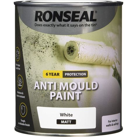 Ronseal 36623 6 Year Anti Mould Paint White Matt 750ml RSLAMPWM750