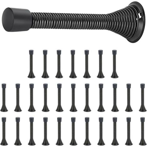Butées de porte, lot de 30, Noir, à ressort, avec butée en caoutchouc, pour le bas de la porte (1/5)