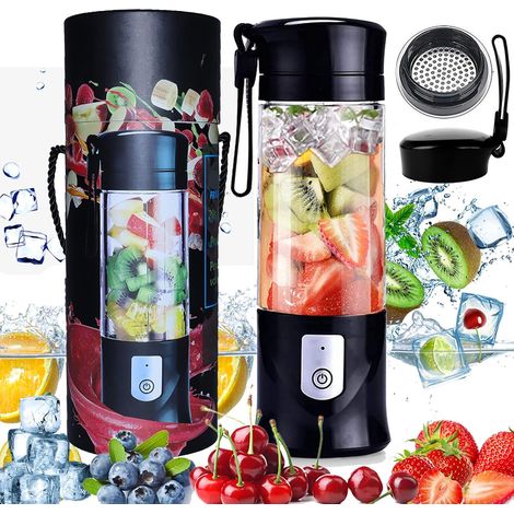 1 Mini Blender,6 Lames Acier Inoxydable,USB Rechargeable,350-420 ML,Sans BPA,Pour Sport et Voyage
