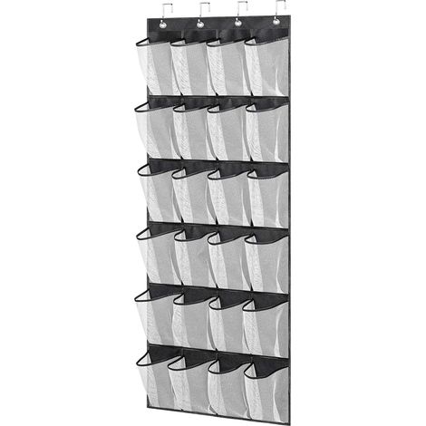 Cintre de porte pour armoire à chaussures avec 24 grandes poches en filet, noir (1/2)