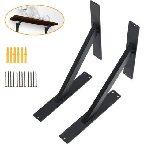 Équerre Etagere, Support d'étagère Mural Angulaire d’Étagère Aluminium, Equerre Etagere Console our fixation Murale Moderne Noir 20cm (1/5)