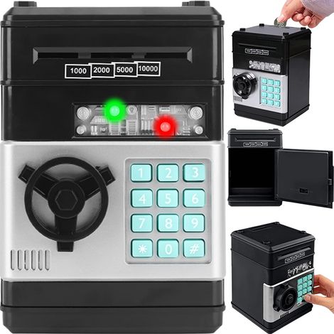 Tirelire électronique pour enfants avec code PIN à 4 chiffres, distributeur automatique de billets, fente pour pièces, grande capacité, coffret cadeau, 1 pièce (1/5)