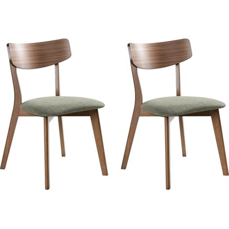 Set of 2 Dining Chairs HOPE Wood Dark Brown/ Green (1/5)
