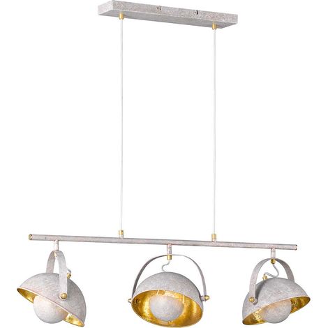 Lampada a sospensione lampada a sospensione lampada a sospensione lampada a sospensione illuminazione soggiorno, 3 fiamme, metallo, grigio 3x E14, AxLxP: 150x94,8x20,8 cm,  Wofi, 7019.03.50.8000 (1/5)