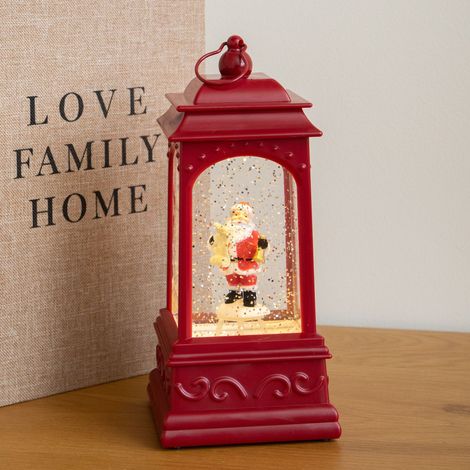 21cm Dual Powered Red Santa Christmas Water Spinner with Warm White LEDs (1/5)
