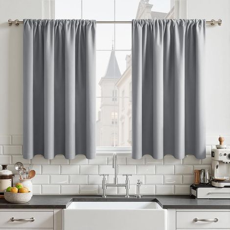Lot de 2 Rideau, 60x90 cm, Occultant Thermique, Polyester Déperlant, Cuisine Placard (1/5)