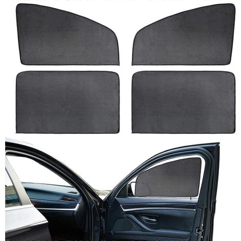 Lot de 4 pare-soleil magnétiques pour voiture, protection UV, rideaux pare-soleil pour vitres latérales, film de protection solaire estival-80X50cm-Black