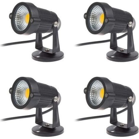 Lot de 4 Spot LED Cob 5W 220V Spots Jardin Orientables Luminaires Extérieur Jardin Terrasse(Blanc Chaud) (1/4)