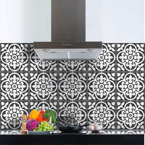 Adhésifs Carrelages Autocollant Classiques Nuance de Gris Carreaux de Ciment Carrelage Sticker Mural Salle de Bain et Cuisine 60 Pièces de 10 x 10 cm (1/5)