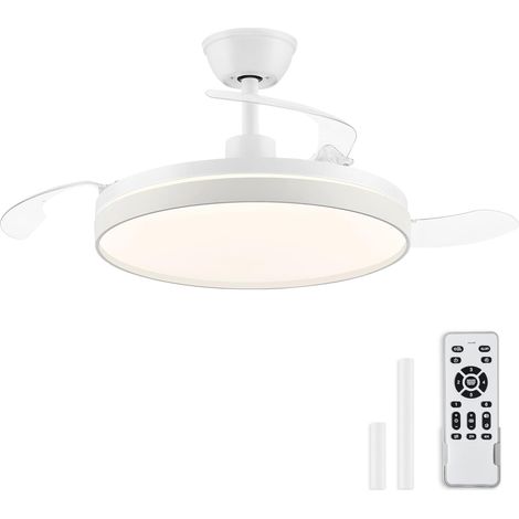 Ceiling fan with light 106 cm, invisible retractable blades, CCT 3000K-6500K, summer (1/5)