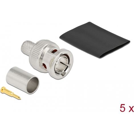 Delock BNC macho para engarzar RG6 con tubo termorretrÃ¡ctil a juego