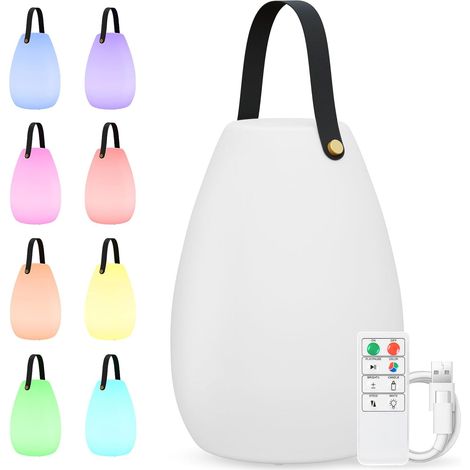 Lampe de table pour extérieur, batterie avec télécommande, lumière blanche chaude, 8 couleurs, variable, pour extérieur, étanche, décoration idéale pour la maison et le jardin (grande, 1 pack) (1/5)
