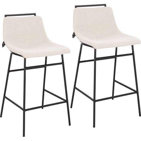 SVITA CAMILLE Lot de 2 tabourets de bar Chaise de bar avec dossier Repose-pieds Boucle Blanc (1/5)