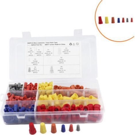 300 PCS Bornes de Connexion, Automatique Rapide Connecteur de Fil de Câble Vis de connexion de câble électrique, capuchon de connecteur, avec insert à ressort, écrous de torsion (1/4)