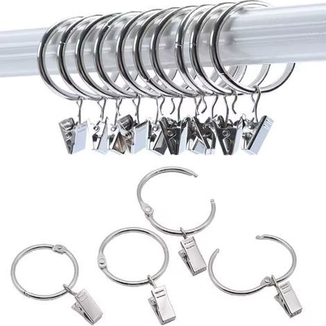 Set mit 30 Gardinenringen aus Edelstahl – Stabile Gardinenclips – 32-mm-Ösen für dekorative Gardinenstangen (1/5)