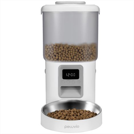 Distributeur Automatique de Nourriture pour Chien avec minuterie, jusqu'à 4 Repas, Alimentation de Secours avec Batterie, USB-C, écran LCD, gamelle en Acier Inoxydable, 4,5 L (1/5)