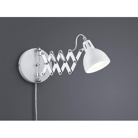 Verstellbare LED Wandleuchte mit Scherengelenk aus Metall in Weiß matt (1/5)