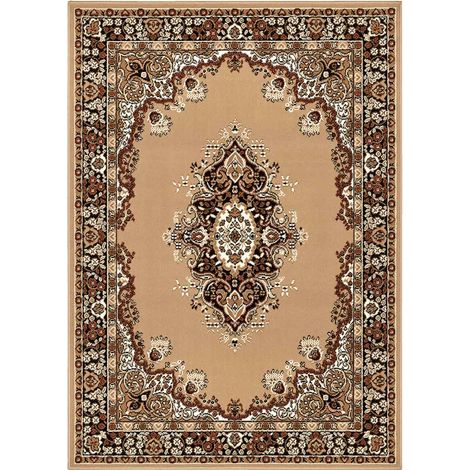 Tappeto economico tradizionale orientale persiano, pelo corto per salotto soggiorno 6210 beige cm.140x200 (1/3)
