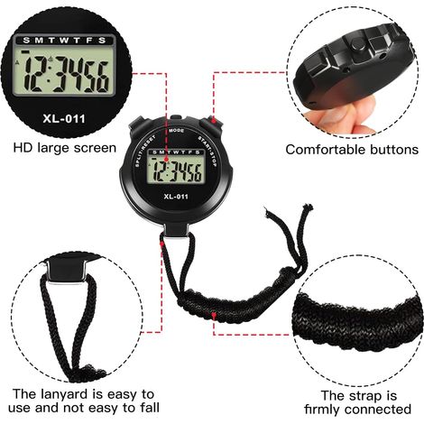 Set cronometro sportivo digitale da 3 pezzi, cronometro sportivo multifunzionale, timer sportivo digitale, cronometro con grande schermo per nuoto e allenamento sportivo (1/4)