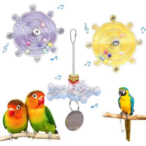 3 pièces - Roue colorée pour perroquet - Jouets pour perroquets - Hochet interactif rotatif pour perroquets - Jouet pour calopsittes - Jouet éducatif pour perruches ondulées - Jouet à mâcher pour conu (1/5)