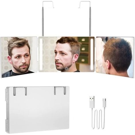 (blanc)Miroir De Maquillage LED 360° - Blanc - Rectangulaire - Adulte - A suspendre (1/4)