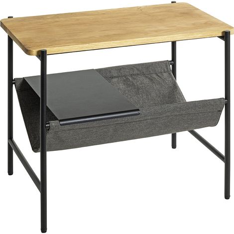 Table d'Appoint Avec Rangement "Sacramento" 60cm Chêne & Gris (1/5)