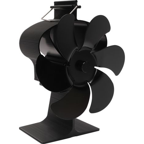 Ventilateur de poêle à 6 pales alimenté par la chaleur, non électrique, à allumage automatique, résistant aux hautes températures, couronne noire (1/5)