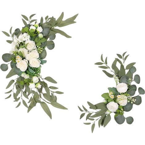 Arche de mariage fleurie, guirlande de pivoines décoratives (2 pièces), fleurs artificielles en soie et feuilles vertes, idéales pour un mariage, une arche ou un événement.-AquaForge (1/5)