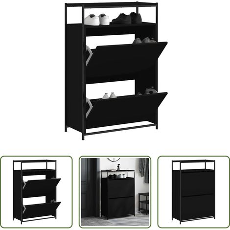vidaXL Schuhschrank für kleine Räume - Schuhschrank Schwarz 75x34x112 cm Holzwerkstoff (1/5)