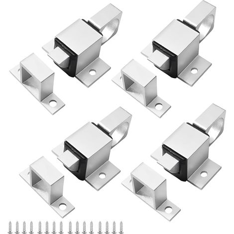 Lot de 4 Loquet à Ressort Automatique en Alliage D'Aluminium Double Face Verrou Coulissant Petit Verrou de Porte Intérieur pour Fenêtres Portes en Bois Portail de Jardin (1/5)