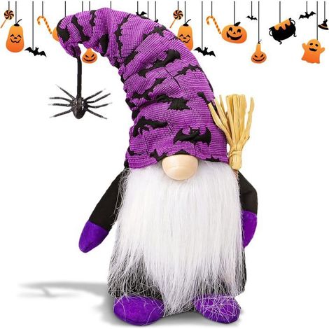 Halloween Figurines - - Faceless Purple Gnome - 12 cm - Scandinavian Decor - Good Luck Charm