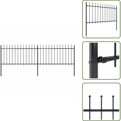 Recinzione con punte a lancia - vidaXL Recinzione da Giardino con Punta a Lancia in Acciaio 359x100 cm Nero - Recinzione per casa