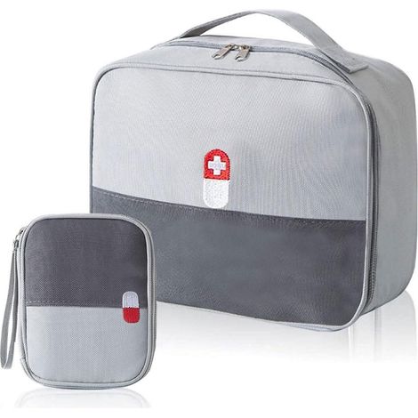 2er Set Medikamententasche, Reiseapotheke leer, wasserdicht, Oxford-Stoff